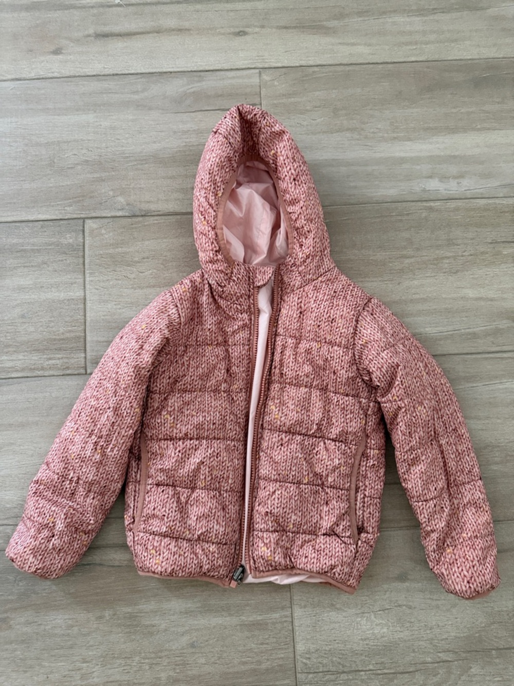The North Face Girls' Heathered Rose Hooded Puffer Jacket